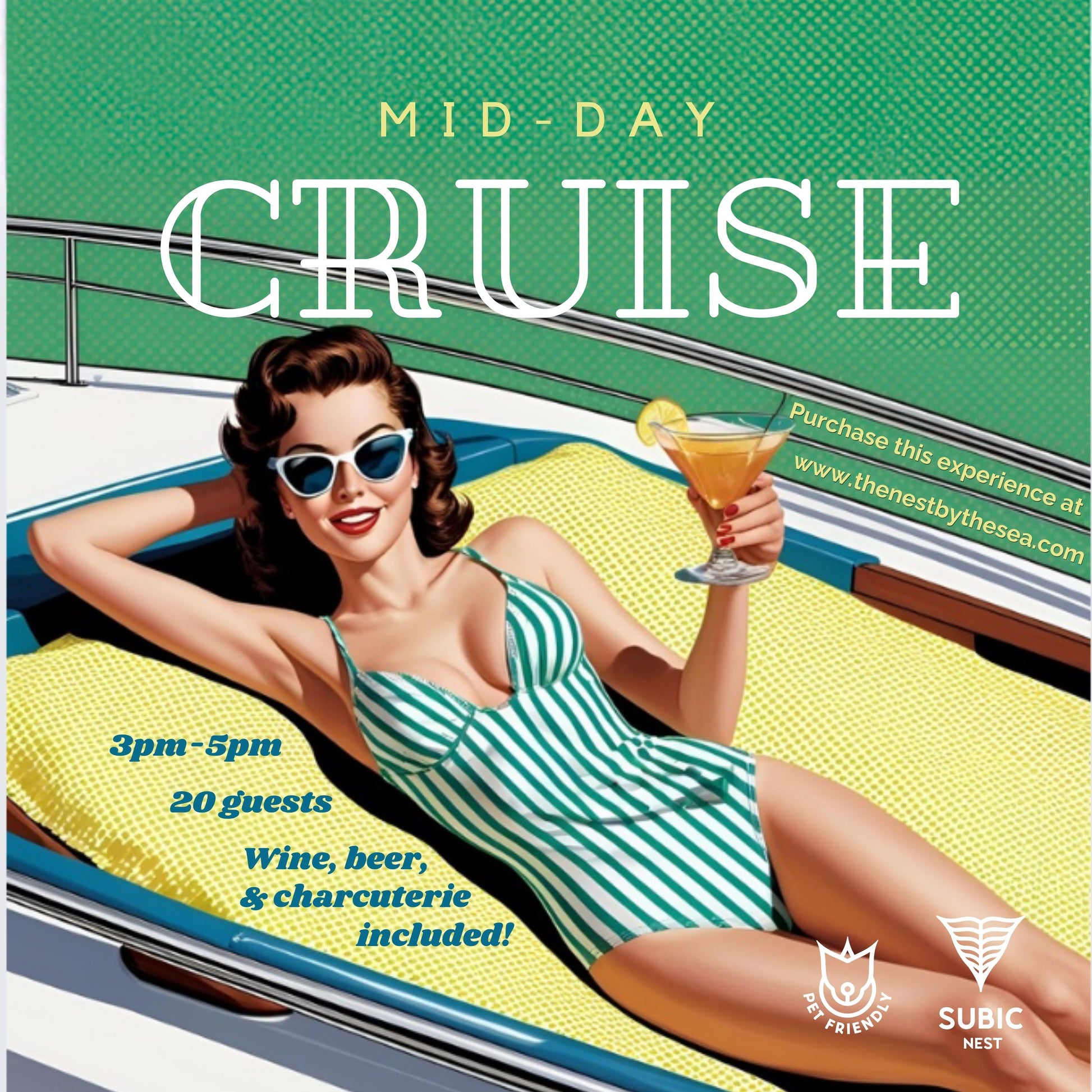 Cover photo of Mid-day Cruise for family friends group coworkers business wine beer charcuterie included pet friendly for bachelor bachelorette celebration party boat yacht in Subic Bay Freeport Bataan Zambales things to do by The Nest by the Sea Subic Nest